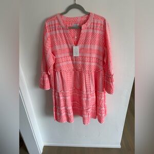 Mud Pie bright pink  Geometric Dress